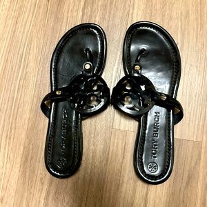 Tory Burch Black Patent Leather Miller Sandals